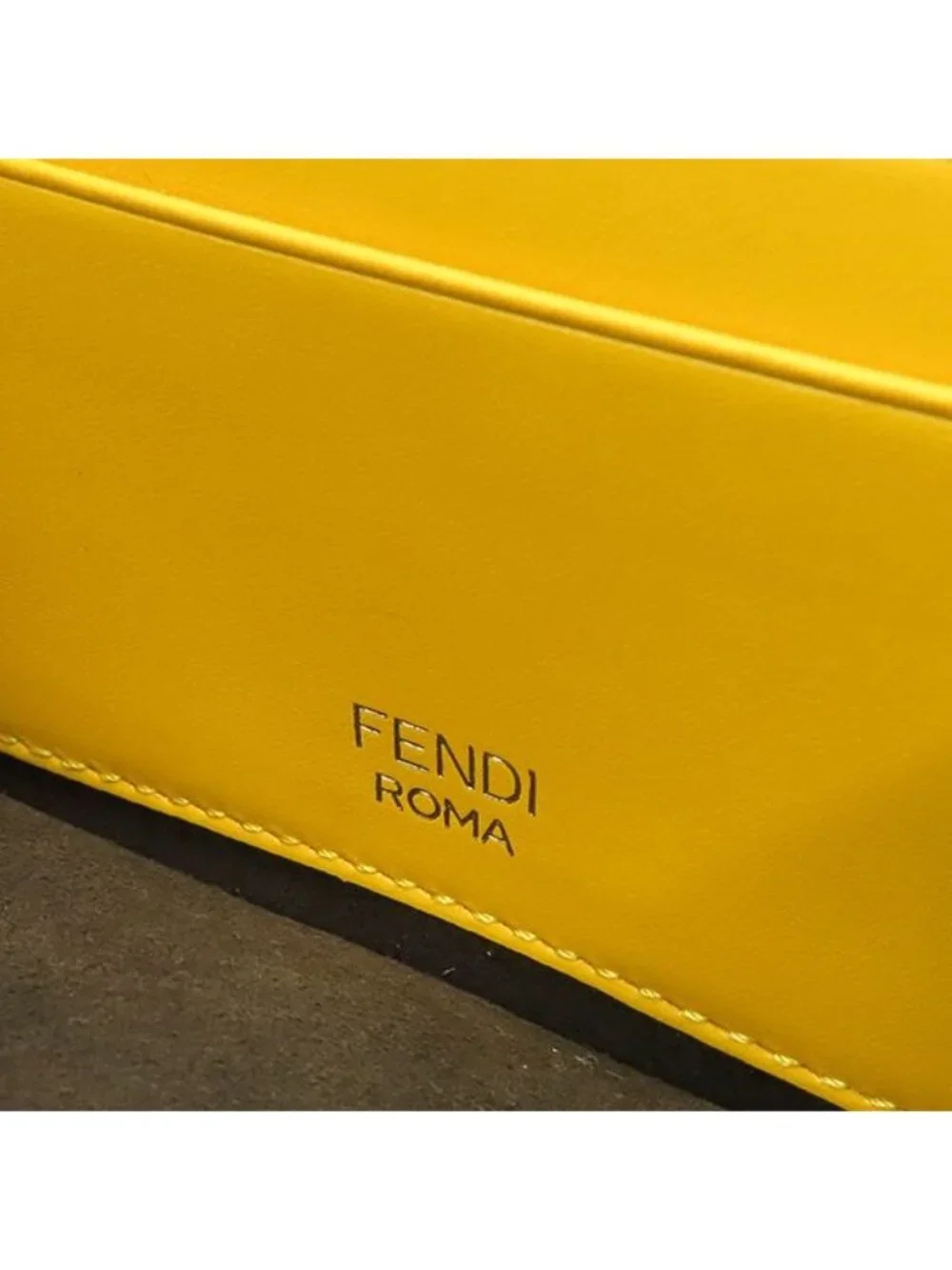 Fendi Flat Baguette Mini Leather Yellow Gold Shoulder Clutch